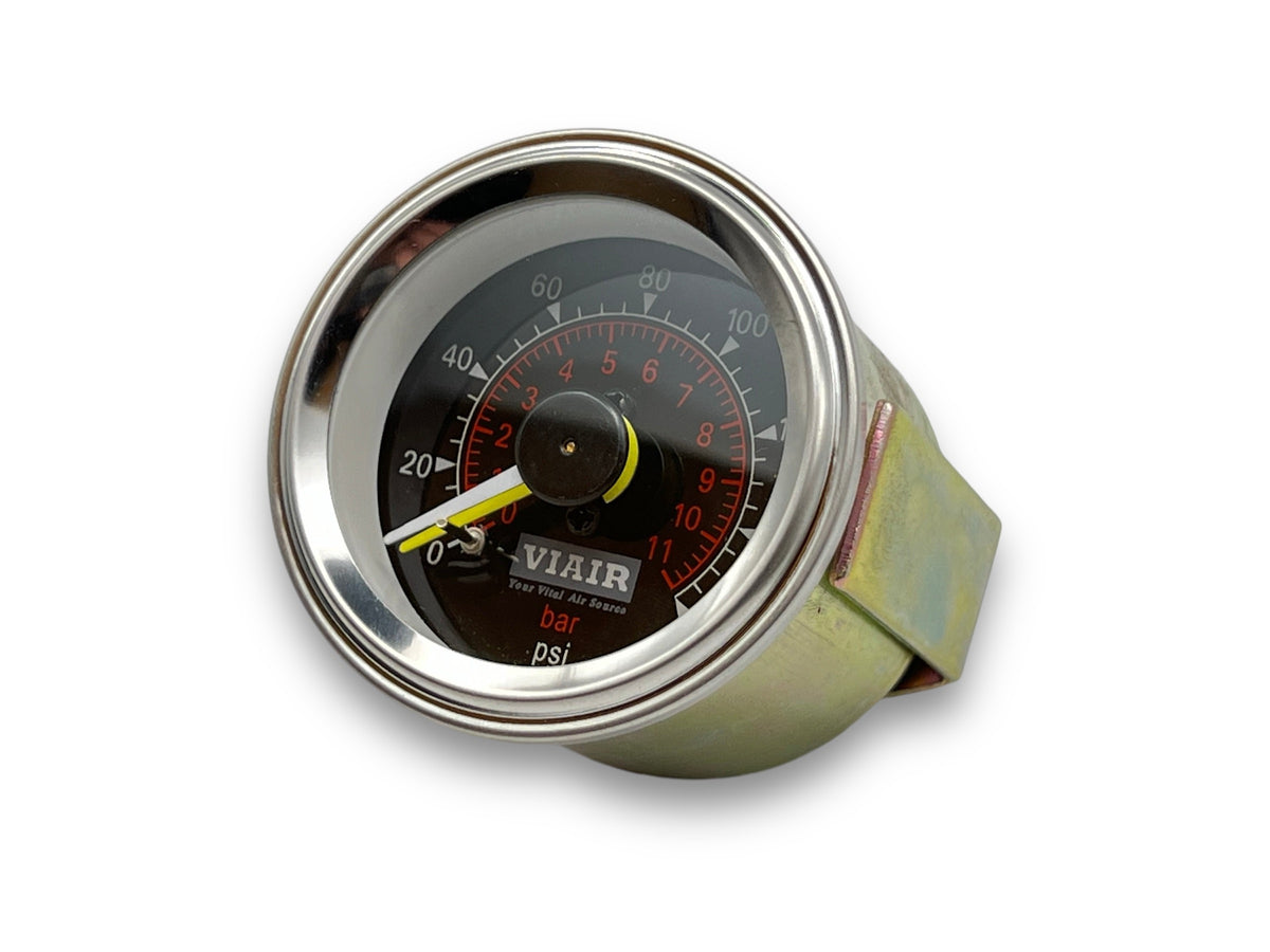 Viair 90085 Motorcycle Air Suspension Tank Gauge – 160 PSI, 1/8" OD Fitting, Chrome Bezel