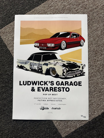 EvaResto x Ludwick's Garage Pop Up Print - Limited Quantities